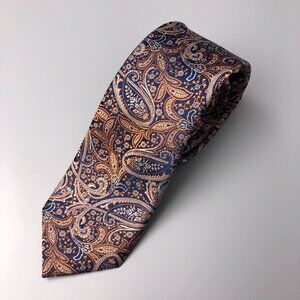 BNWT Joseph Abboud 100% Silk Orange and Navy Neck Tie